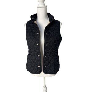 L.L.Bean Womens Black Quilted Plaid Lined Vest S Size Small Style 0GCY1